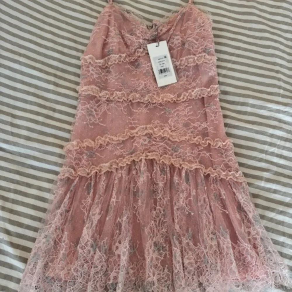 LoveShackFancy Galilea Chantilly Lace Mini Dress  $495.00 2 - Picture 2 of 11